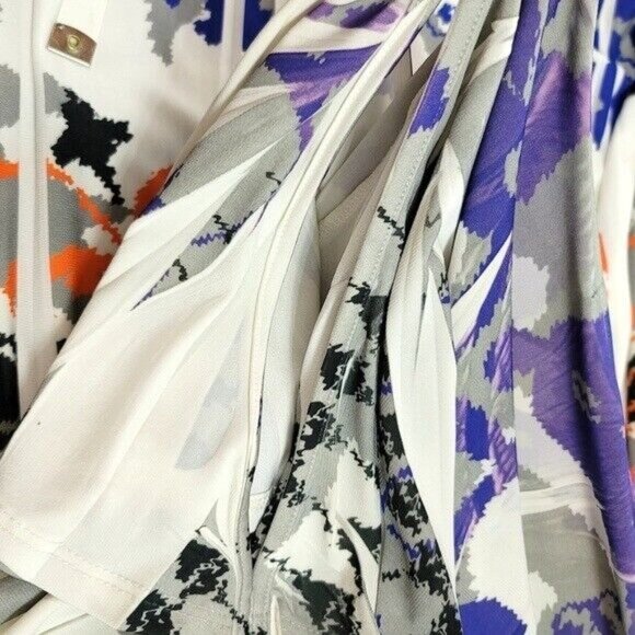 Espresso Western Boho Midi Dress Blue Medium Stretchy Scoop Neck Pleated Floral - Picture 3 of 6